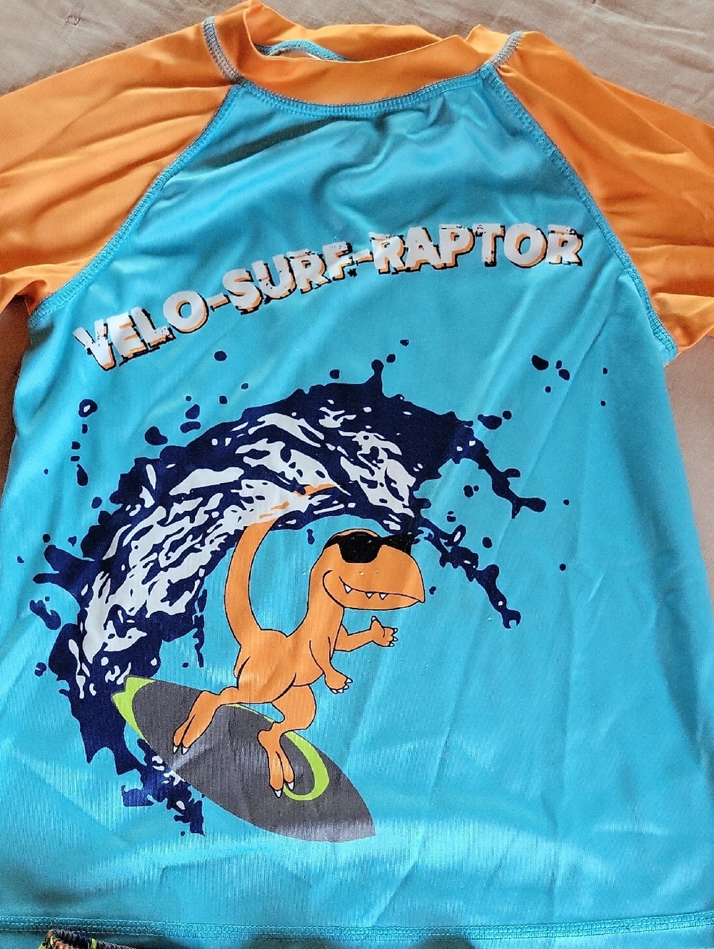 Blue & Orange Surf Raptor Rash Guard Swim Set - Picture 3 of 7